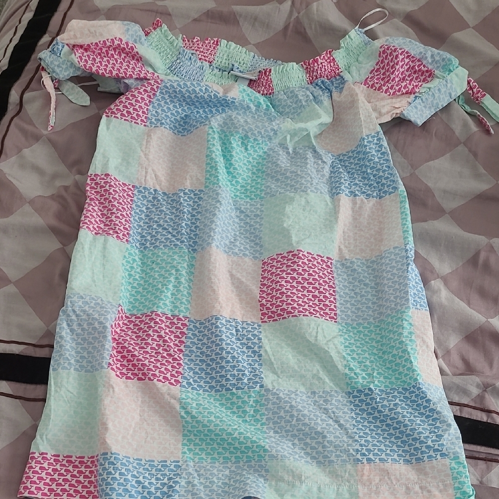 Vineyard Vines Target Colorful Patchwork Off-Shoulder Dress